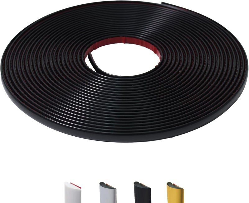 JSIWOTH 52.5 Ft Peel and Stick Wall Molding Trim, D-Shape Flexible Molding Trim Matte Black for Backsplash, Mirror, Wall, Window & Door Frames, Waterproof Self Adhesive Trim(W:0.4", T:0.1") - Image 1